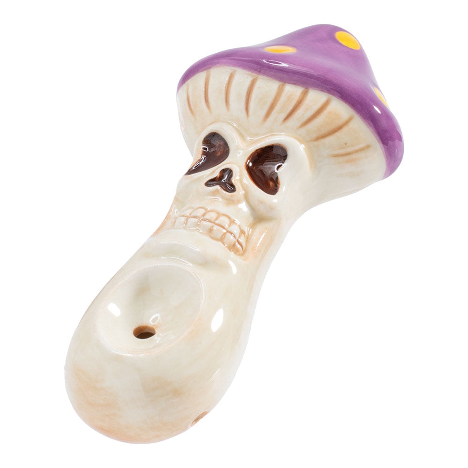 Purple Skull Mushroom Ceramic Hand Pipe