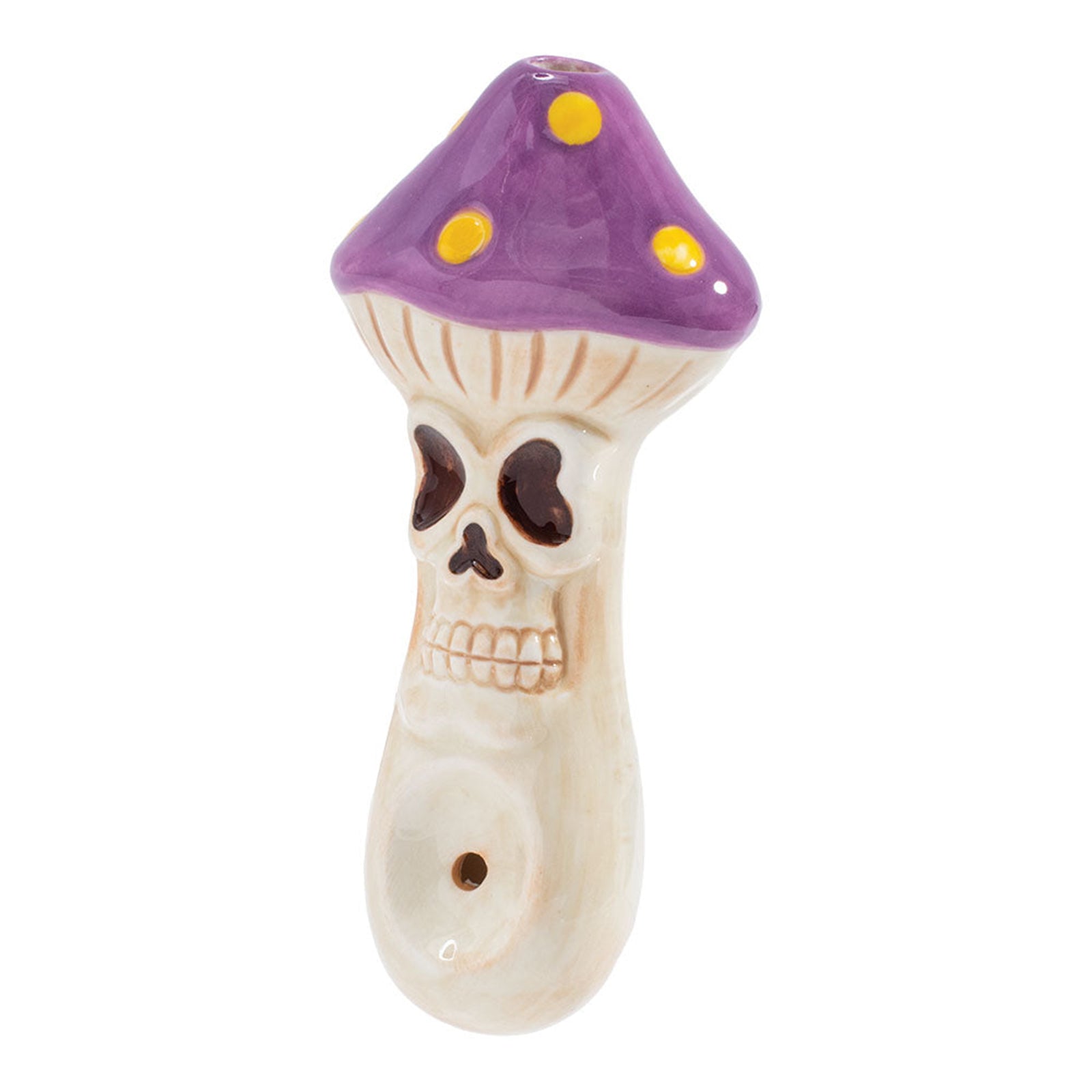 Purple Skull Mushroom Ceramic Hand Pipe
