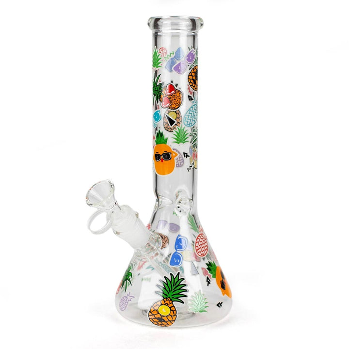 10" Glass Bong With Cartoon Design