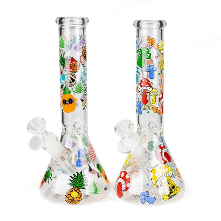 10" Glass Bong With Cartoon Design