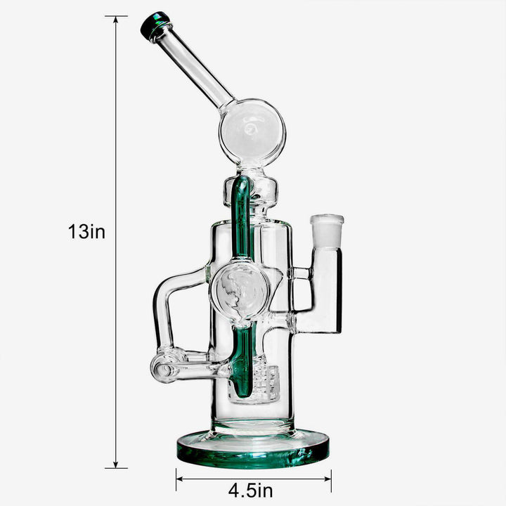 13 inch Double Recycler Bong showing full size and height