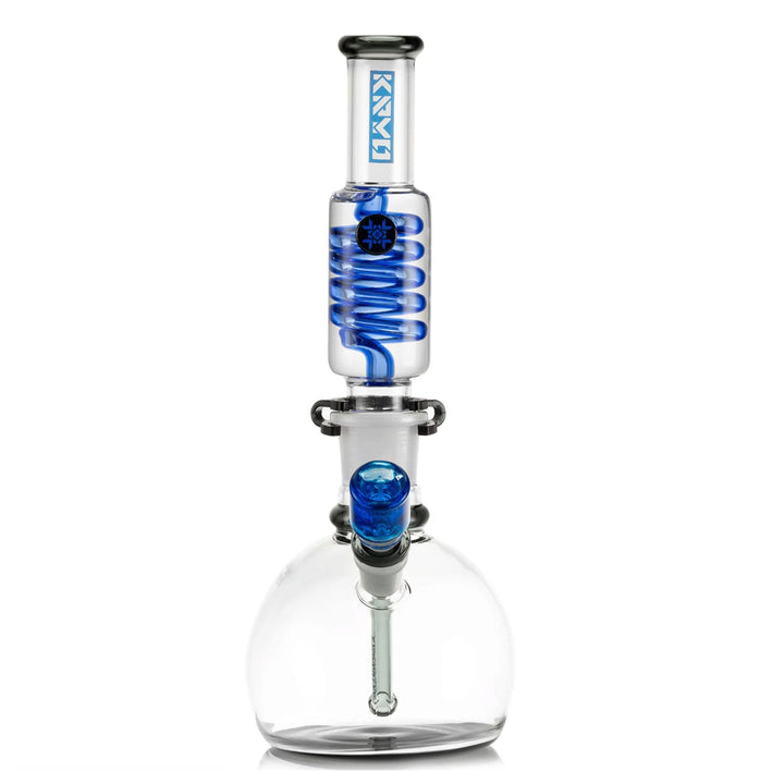 Front view of the 14 Inch Glycerin Coil Bubble Bong with a freezable coil, bubble base, and Kryo bowl for smooth, cool hits.