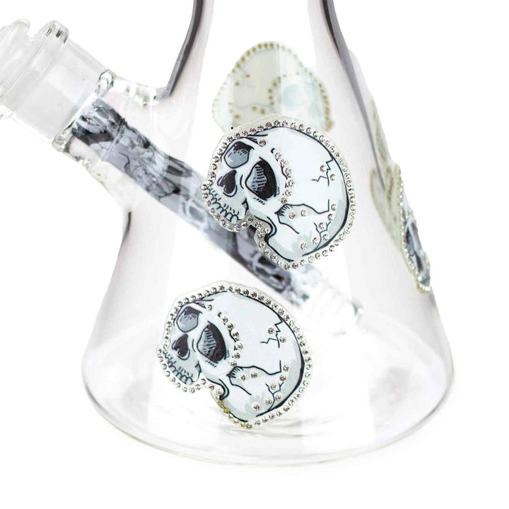 14” Skull Graphic Beaker Bong with Cubic Zirconia - PILOTDIARY