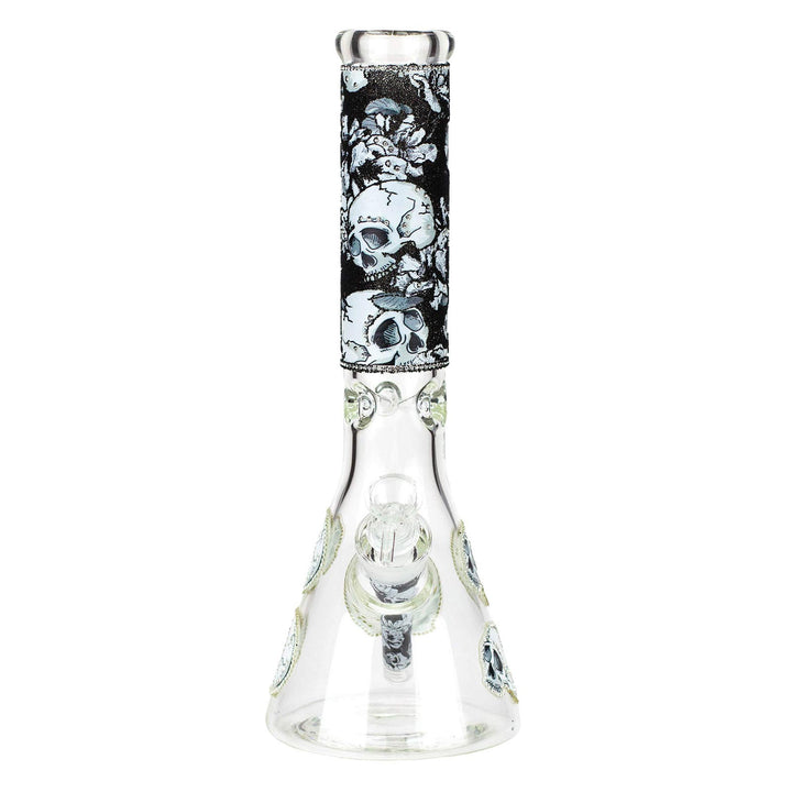 14” Skull Graphic Beaker Bong with Cubic Zirconia - PILOTDIARY