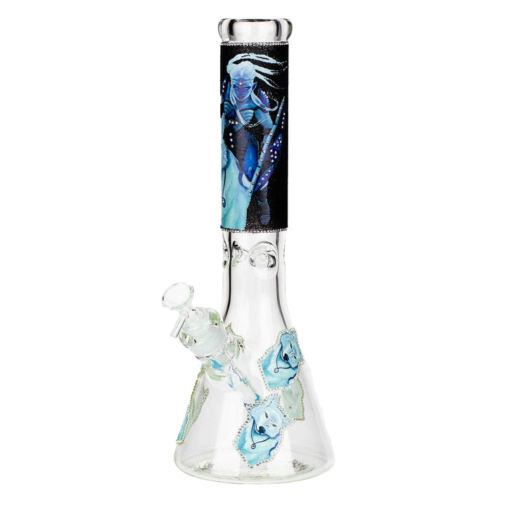 14” Skull Graphic Beaker Bong with Cubic Zirconia - PILOTDIARY