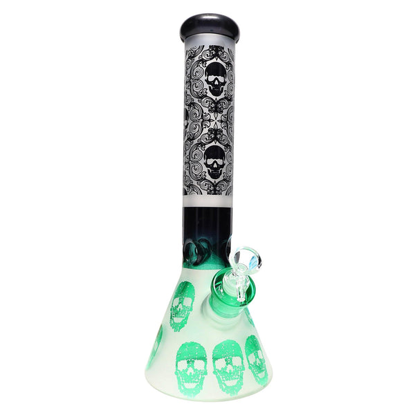 14¡å 7mm Thick Glass Skull Beaker Bong