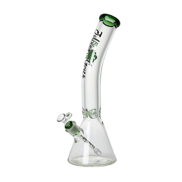 16 inch 9mm thick green beaker bong with bent neck and grid percolator