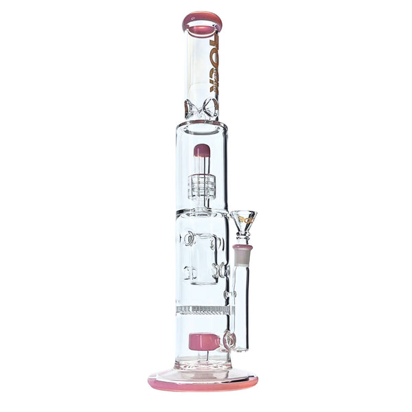 16" Aurora Triple-Stage Matrix Perc Bong in pink color