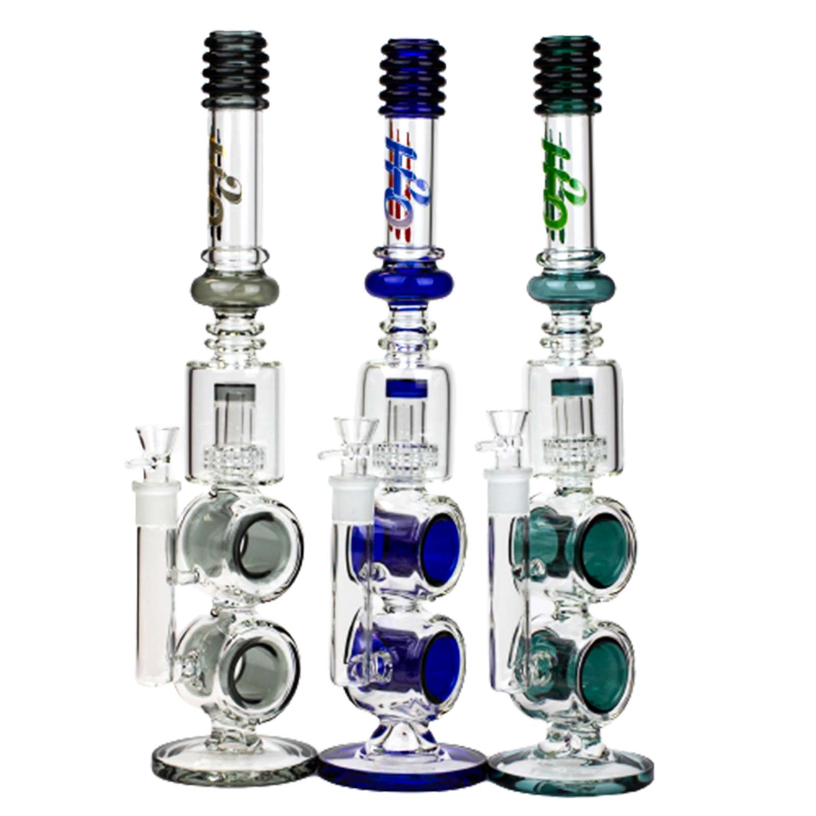 17" H2O Double Ring Glass Bong