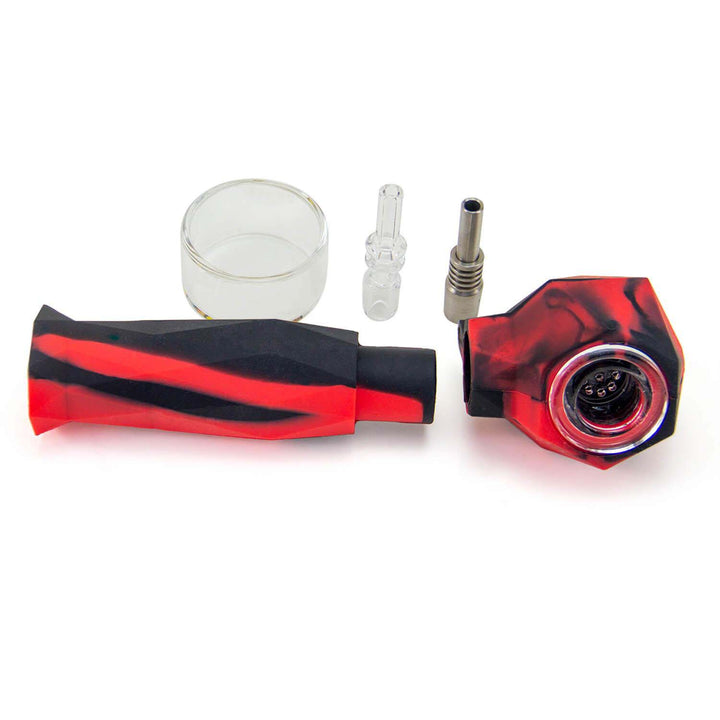 2-in-1 Silicone Honey Straw Pipe in Red and Black