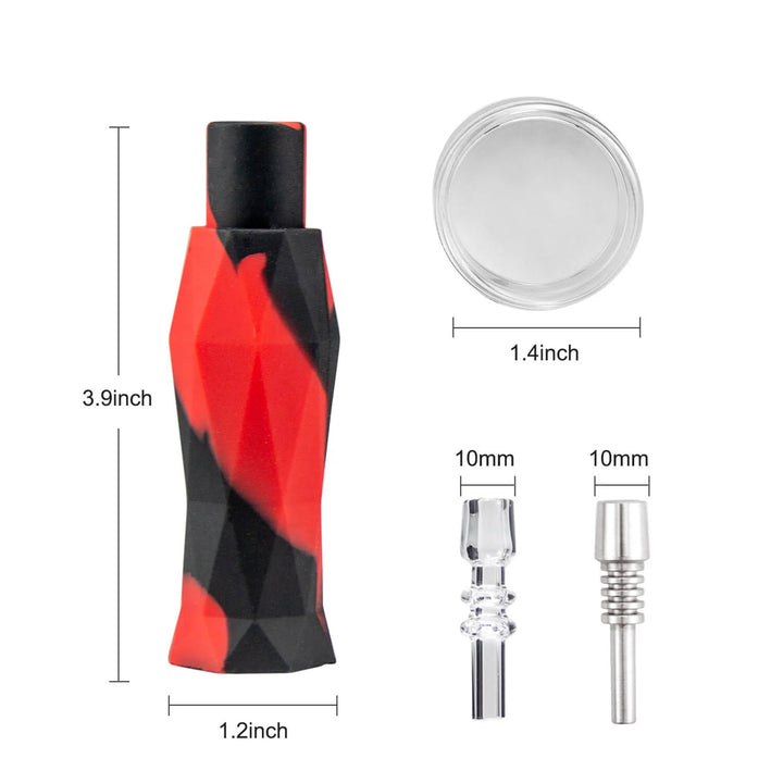 2-in-1 Silicone Honey Straw Pipe dimensions and size guide – hand pipe and dab setup
