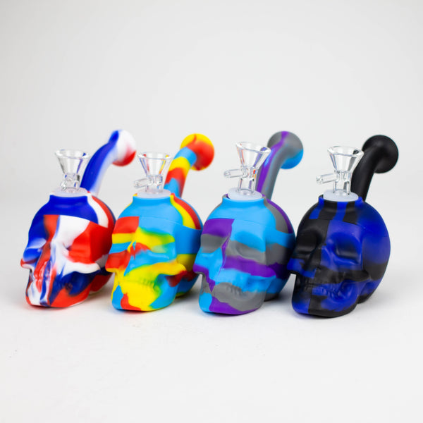 Mini Multi Colored Skull Bubbler_0