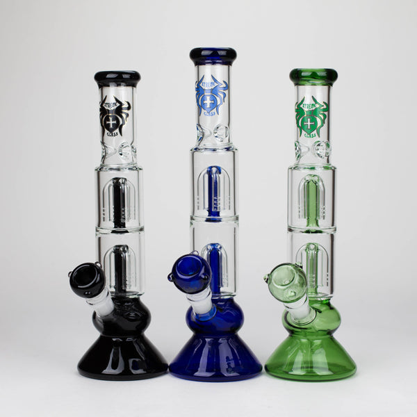 13″ Double Tree Perc Bong with Bowl_0