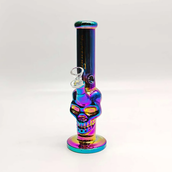 Electroplated Skull Glass Bong 10"