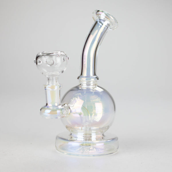 7" Solid Color Electroplate Glass Bong – 14mm Bowl Water Pipe