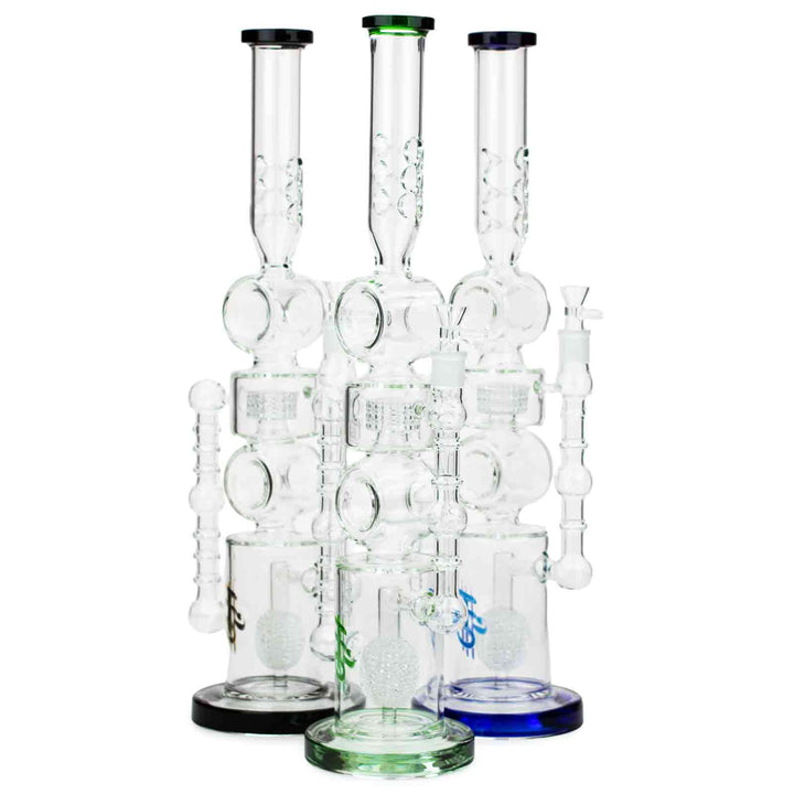 21" H2O Double Ring Glass Water Bong - PILOTDIARY