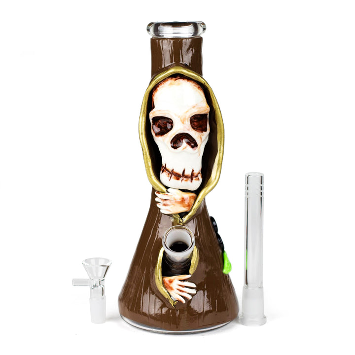Close-up of 5" downstem and included bowl piece for 3D Resin Skull Glass Beaker 10"