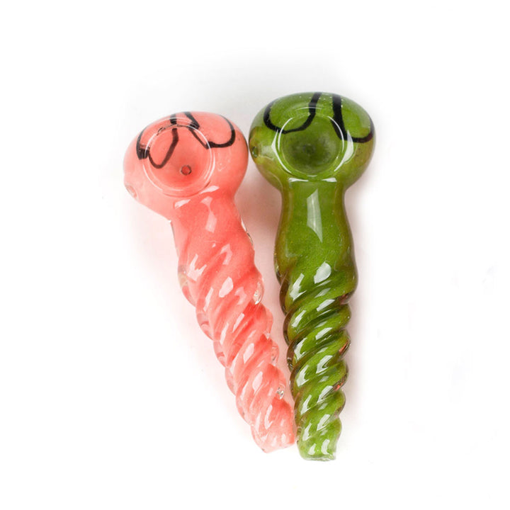 4" Twist Glass Hand Pipe pack of 2