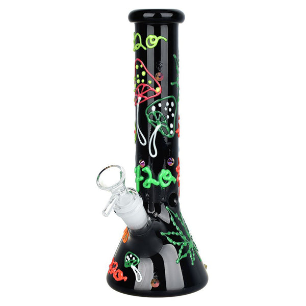 420 Leaf & Shroom Glow-in-the-Dark Beaker Bong - pilotdiary