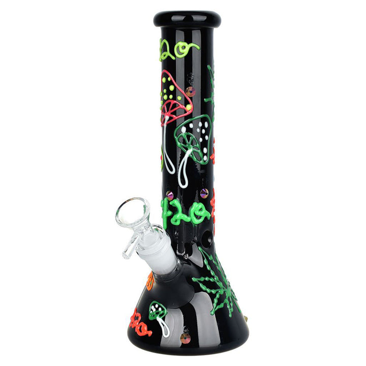 420 Leaf & Shroom Glow-in-the-Dark Beaker Bong - pilotdiary