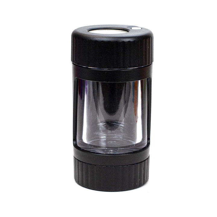 Black 4-in-1 LED Magnify Jar with Grinder and One Hitter