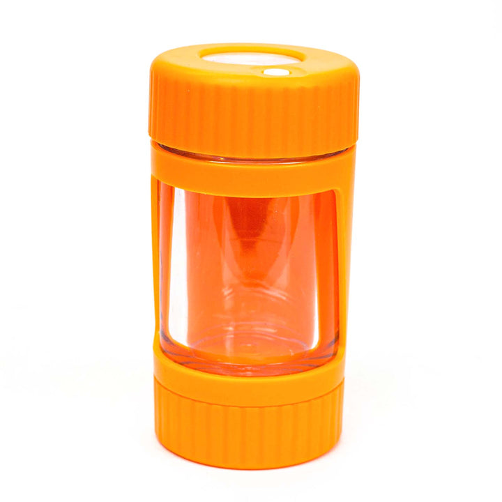 Orange 4-in-1 LED Magnify Jar with Grinder and One Hitter