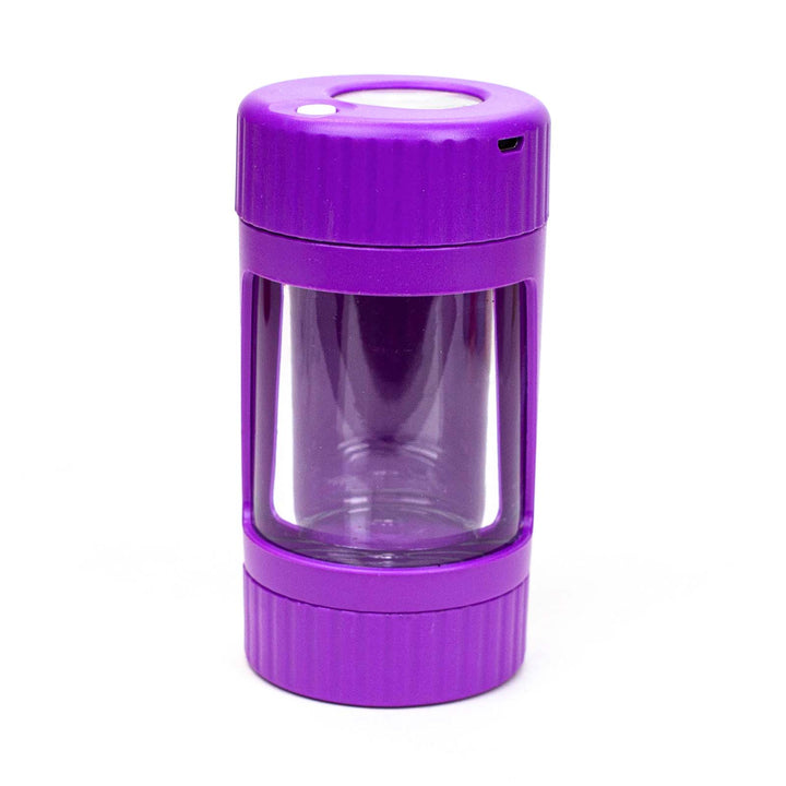Purple 4-in-1 LED Magnify Jar with Grinder and One Hitter
