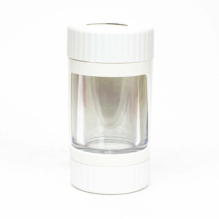 White 4-in-1 LED Magnify Jar with Grinder and One Hitter
