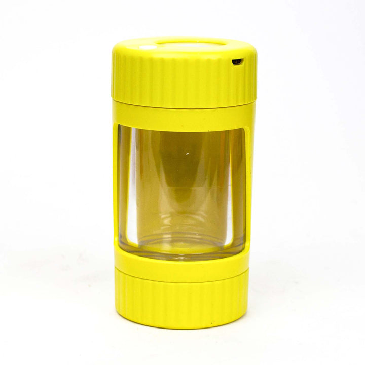 Yellow 4-in-1 LED Magnify Jar with Grinder and One Hitter