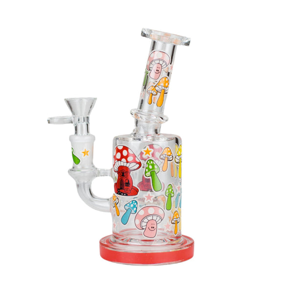 7" Color Mushroom Bong With Perc