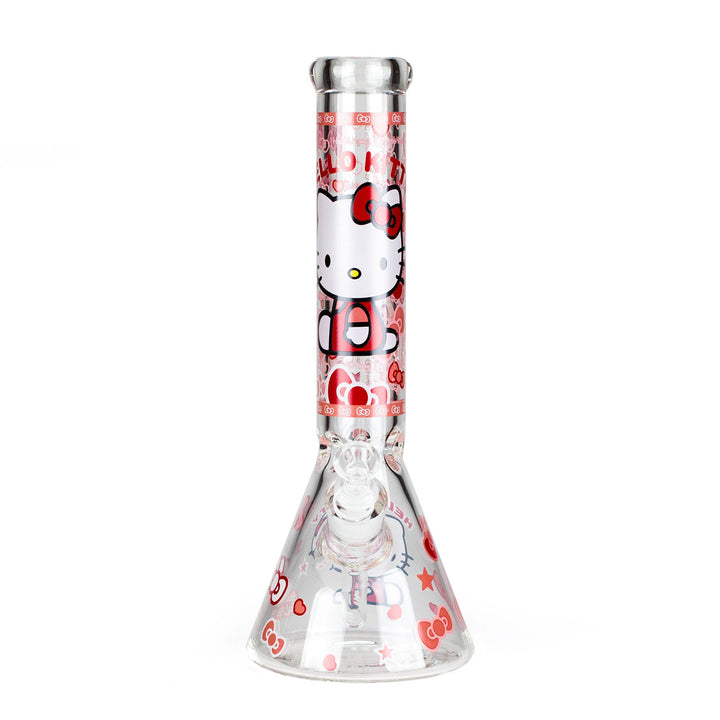 7mm Thick Glass Beaker Bong with Kitty Pattern