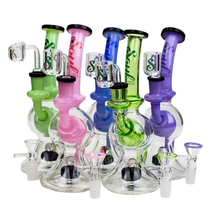 8" Tire Diffuser Beaker Recycler Bong with Bead Perc