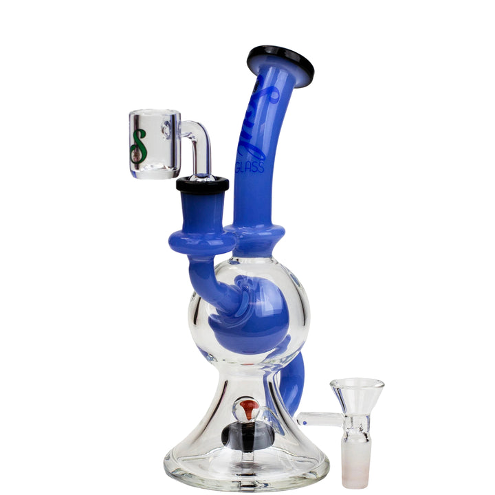 8" Tire Diffuser Beaker Recycler Bong with Bead Perc