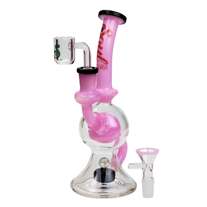 8" Tire Diffuser Beaker Recycler Bong with Bead Perc