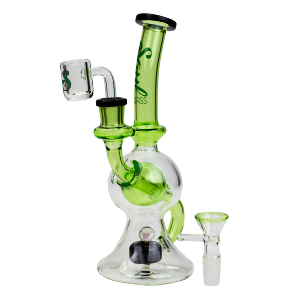 8" Tire Diffuser Beaker Recycler Bong with Bead Perc