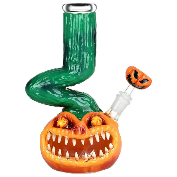 Bent Neck Scary Pumpkin Enamel On Bong