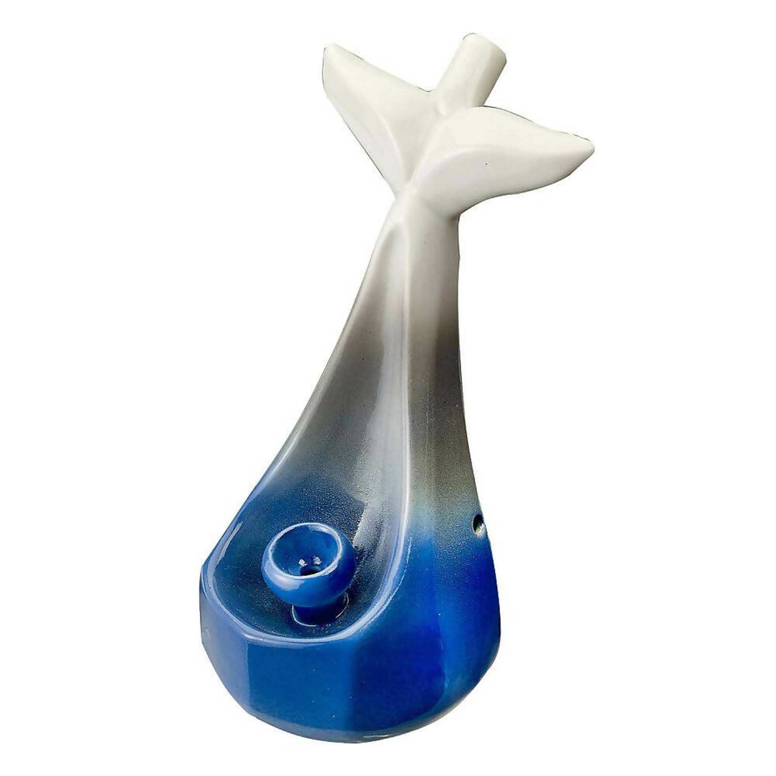 Blue & White Gradient Ceramic Dolphin Pipe