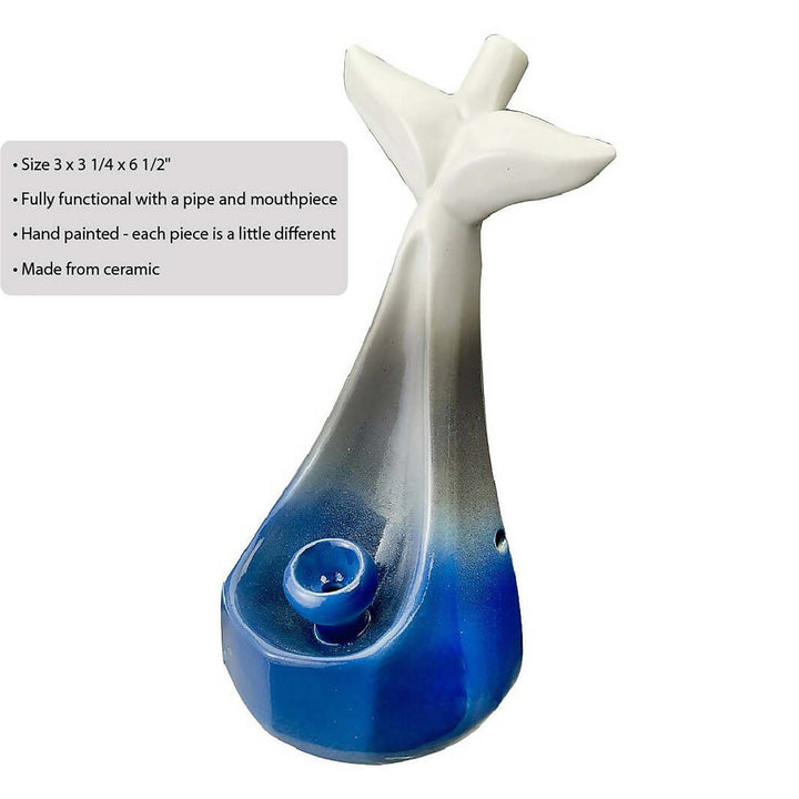 Blue & White Gradient Ceramic Dolphin Pipe