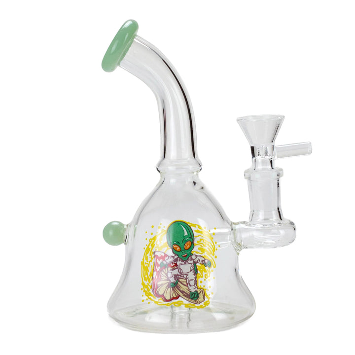 Cartoon Print Glass Bent Neck Bong - pilotdiary