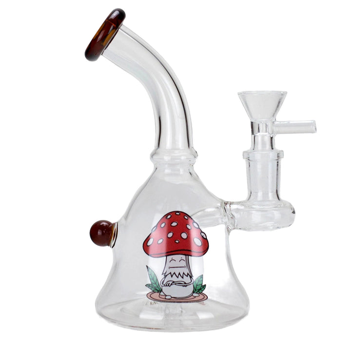 Cartoon Print Glass Bent Neck Bong - pilotdiary
