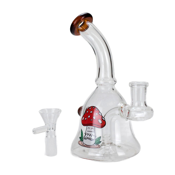 Cartoon Print Glass Bent Neck Bong - pilotdiary