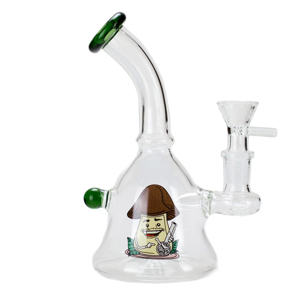 Cartoon Print Glass Bent Neck Bong - pilotdiary