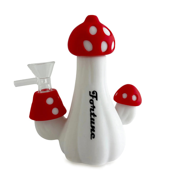 Cute Mushroom Silicone Water Pipe in red