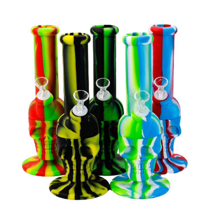 Detachable Multi-Colored Silicone Skull Bong