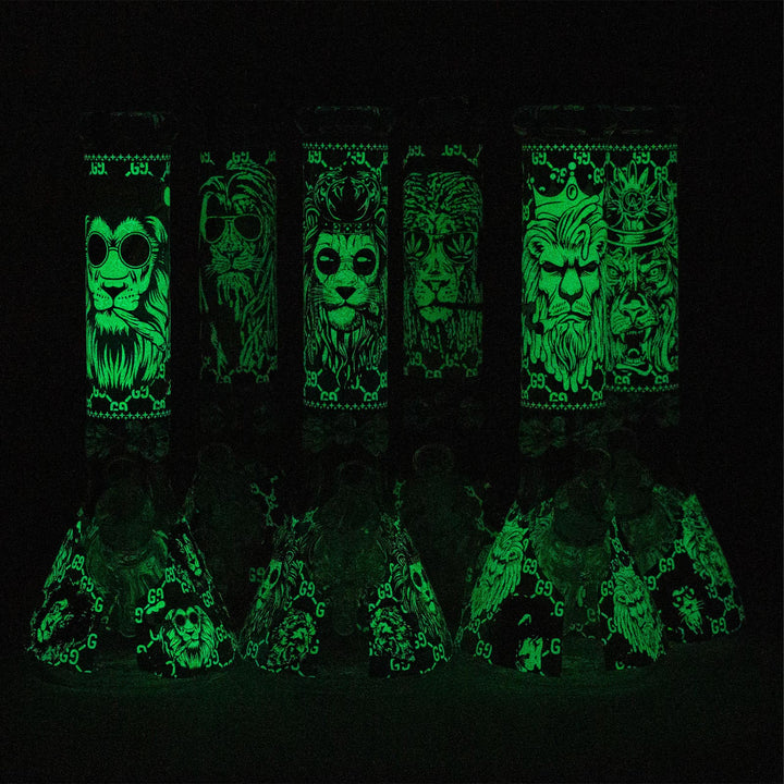 Glow in the Dark Water Pipe with Lion Design