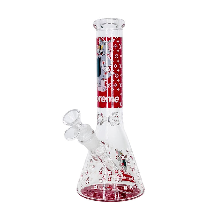 Glow in the Dark Cartoon Glass Bong – Design F with cartoon artwork