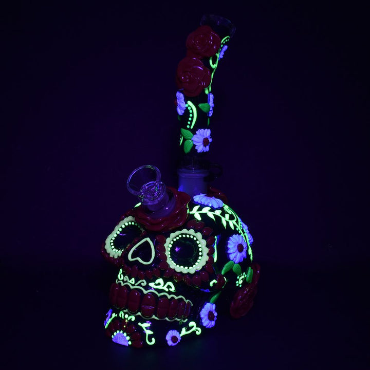 Heavy Flowered Sugar Skull Bong