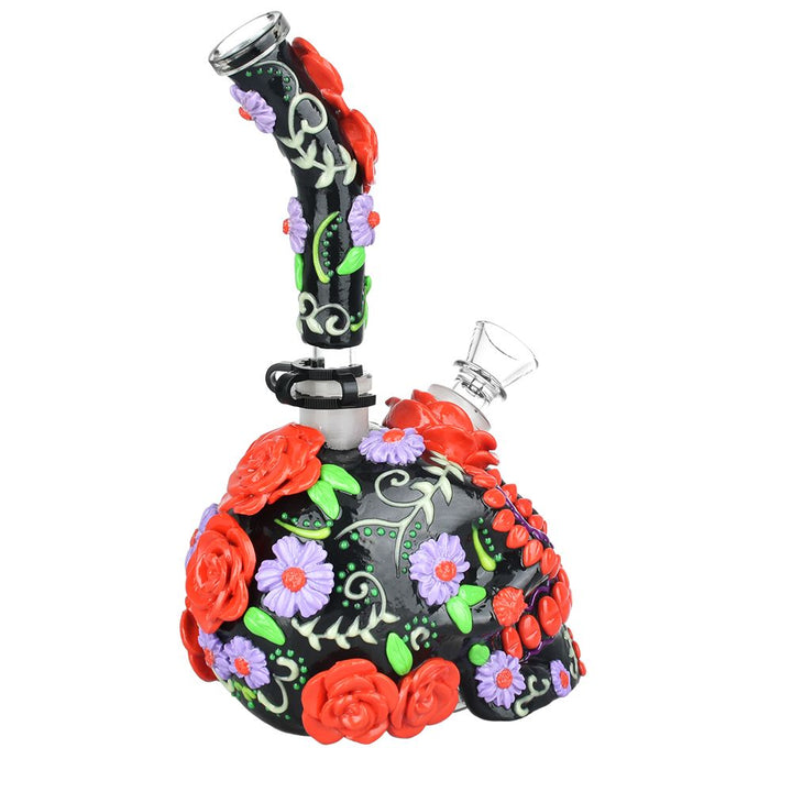 Heavy Flowered Sugar Skull Bong