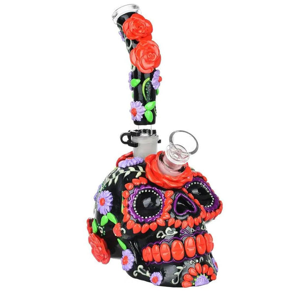 Heavy Flowered Sugar Skull Bong