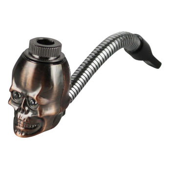 Metal Skull Hand Pipe with Flexible Stem
